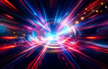Poster - Abstract image of brightly colored lines radiating from a central point, creating a sense of speed and energy.