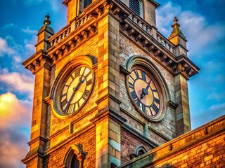 Wall Mural - Minimalist Bristol Clock Tower:  Ancient Timepiece in UK Cityscape