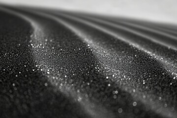 Aufkleber - Close-up of dew-covered dark sand, creating a textured, wavy pattern.