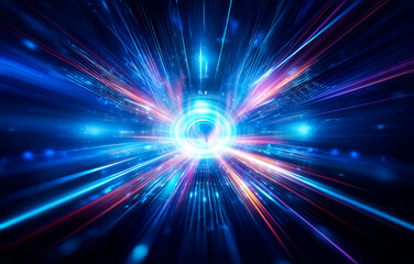 Aufkleber - Abstract background with radial beams of light in multiple bright colors.