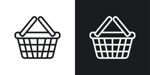 Wall Mural - Shopping basket icons in black and white liner strokes for web design.