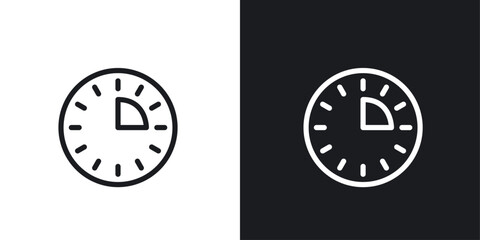 Wall Mural - Time quarter past icons in black and white liner strokes for web design.