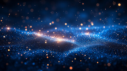 abstract blue background with golden lights