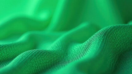 Aufkleber - Emerald Green Textile Draped in Soft, Undulating Waves A Close-Up Study of Texture and Light