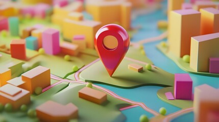 Aufkleber - 3D digital map with location pin marker for business analytics strategy planning and service development  Conceptual showcasing data visualization technology and urban environment