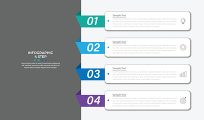 Wall Mural - vertical infographic timeline 4 steps template. milestone, roadmap, timeline, business presentation.
