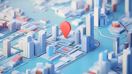 Poster - Aerial overhead view of a vibrant modern city skyline with towering skyscrapers urban infrastructure and a complex network of roads and transportation systems