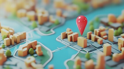 Poster - Aerial view of a detailed 3D city map with urban architecture roads buildings and transportation infrastructure for planning development and analysis purposes