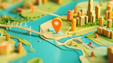 Poster - Aerial view of a detailed miniature city model with a comprehensive transportation network high rise buildings bridges and various development landmarks and infrastructure