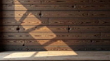 Aufkleber - Sunlit Wooden Wall and Floor Background Rustic Design Element for Interior Projects