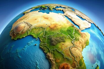 Equatorial Guinea Highlighted on 3D Globe Aerial View Stock Photo