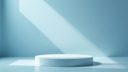 Fototapete - Serene Minimalist Studio Setting with a Circular Pedestal and Soft Light Beams