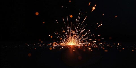 Aufkleber - Dynamic Burst of Glowing Sparks Against a Dark Background, Ideal for Design Projects Requiring an Energetic and Vivid Element