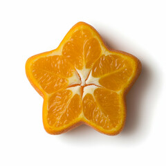 Wall Mural - Star-shaped orange slice, white background, food photography, recipe illustration