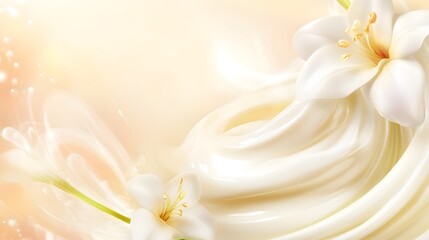 Aufkleber - Ethereal and delicate white flower petals swirling and blending in a soft dreamy light creating an elegant serene and captivating nature and floral background with a aesthetic