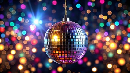 Wall Mural - Sparkling Disco Ball Hanging from String - Festive Party Decoration