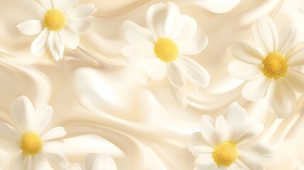 Poster - Gorgeous bouquet of delicate white daisy flowers in full bloom against a soft ethereal background  Serene peaceful and tranquil nature scene with a gentle calming atmosphere