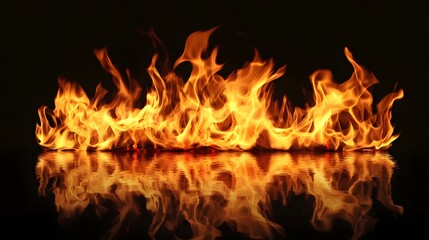 Aufkleber - Intense Fiery Flames Burning and Spreading with Bright Glow and Crackle of Raging Wildfire or Controlled Blaze  Abstract Background of Powerful Energy Heat