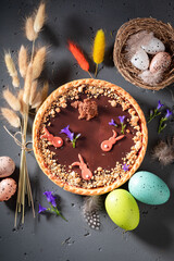 Wall Mural - Tasty chocolate cake for Easter as classic Easter cake.