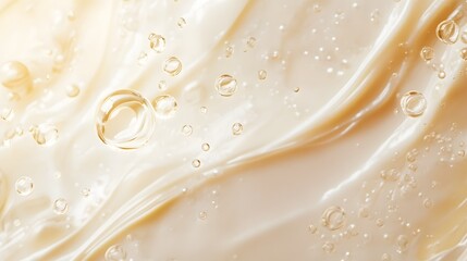 Aufkleber - Mesmerizing abstract background featuring a captivating flow of shimmering golden liquid with delicate bubbles and a smooth silky texture