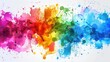 © Gilang - Rainbow paint splatters, abstract art, white background, design element