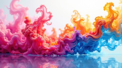 Poster - Abstract Colorful Swirling Fluid Design A vibrant, dynamic composition of intermingling hues creating a mesmerizing visual spectacle