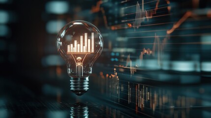 Poster - Light Bulb with Graph Display Representing Business Innovation Concept