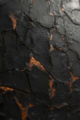 Wall Mural - Texture of cracked black surface with golden highlights