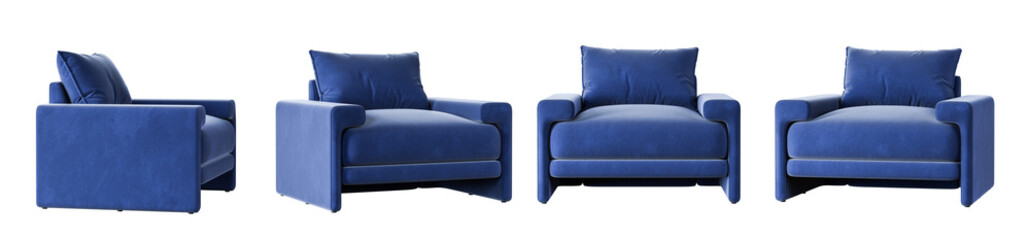 Aufkleber - Armchair set isolated on transparent background. 3D render. 3D illustration.