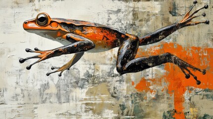 Canvas Print - Vibrant Leap: An Abstract Frog in Motion