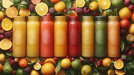 Sticker - Assortment Of Colorful Smoothies And Fresh Fruits