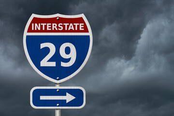 Wall Mural - USA Interstate 29 highway sign