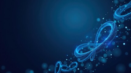 Poster - Abstract Blue Glowing Rings Flowing Through Space A Futuristic Digital Design Concept