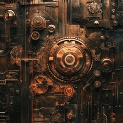 Wall Mural - Complex industrial design with gears and metallic textures