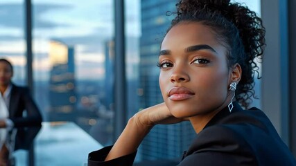 Wall Mural - visionary woman in office with future focused perspective