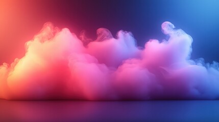 Poster - Vibrant pink and blue smoke cloud with dynamic lighting on dark background