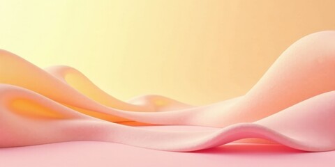 Fototapete - Abstract Pastel Pink and Yellow Draped Fabric Background for Product Presentation or Design Concept