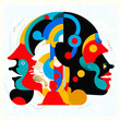 © Natalya - abstract illustration of colorful faces with geometric shapes and patterns
