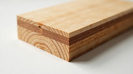 Poster - Close-up view of a meticulously crafted wooden block showcasing its layered construction and natural grain patterns.