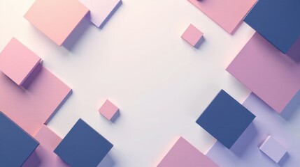Fototapete - Abstract Pastel Color Blocks Arranged on a White Surface Creating a Modern Geometric Design