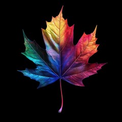 Wall Mural - Colorful Maple Leaf on Black Background