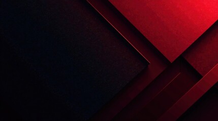 Leinwandbilder - Abstract Crimson and Obsidian Geometric Design Featuring Interlocking Shapes and Deep Shadows