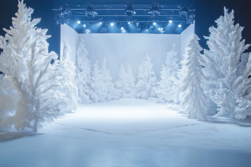 Wall Mural - photographing winter-themed for cosmetic products empty podium