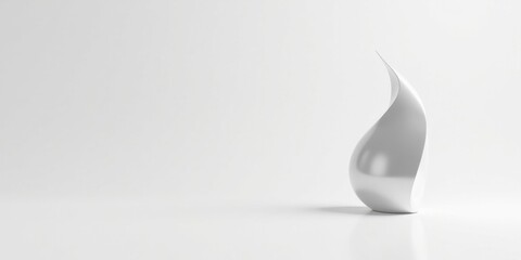 Aufkleber - Elegant White Abstract Sculpture on a Minimalist Background, Displaying Smooth Curves and Refined Design