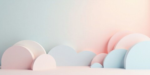Poster - Pastel-Colored Abstract Shapes on a Soft Background, Ideal for Product Presentation or Design Inspiration