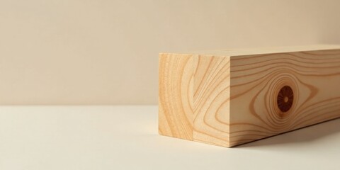 Aufkleber - A Natural Light Wooden Block on a Neutral Background Perfect for Product Displays and Minimalist Designs