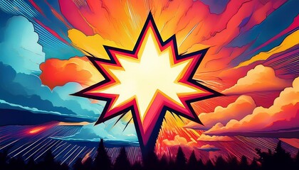 Wall Mural - comic abstract pop art background featuring a thunder illustration