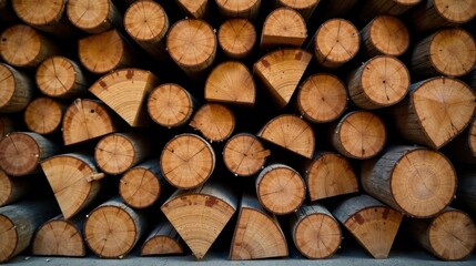 Aufkleber - A Stack of Circular and Triangular Wood Logs, Showing the Beautiful Grain and Texture of the Wood