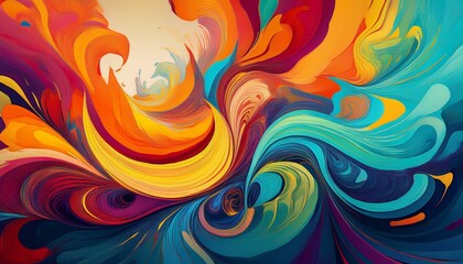 Wall Mural - abstract swirls vibrant colors modern art concept