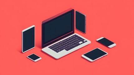 Wall Mural - cross-platform media consumption on multiple digital devices